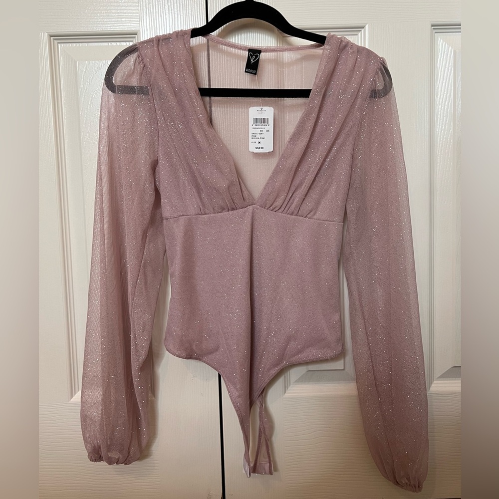 Light pink glitter Windsor Top (Bodysuit)
